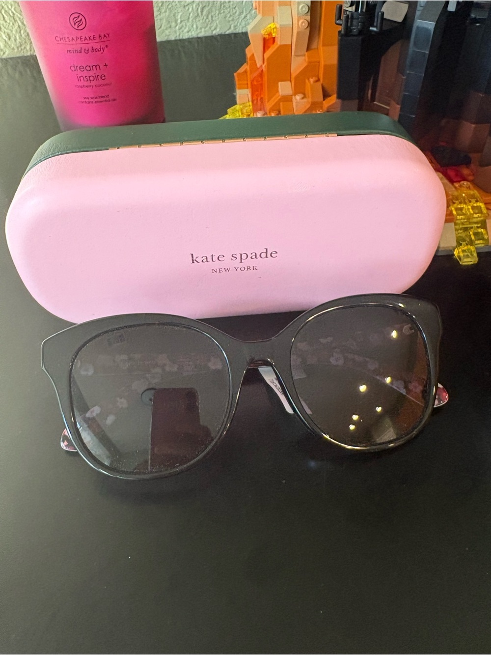 NEW kate spade Black Sunglasses with Pink Case